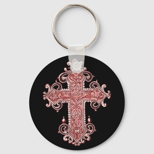 Burgundy Pink Cross  Art Sleutelhanger! Sleutelhanger (Voorkant)