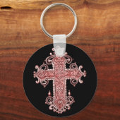 Burgundy Pink Cross  Art Sleutelhanger! Sleutelhanger (Voorkant)
