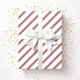 Burgundy Pink Dusty Roos White Stripes Pattern Cadeaupapier