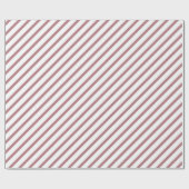 Burgundy Pink Dusty Roos White Stripes Pattern Cadeaupapier (Vlak)