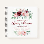 Burgundy Pink Elegant Baby shower Guestbook Notitieboek (Voorkant)