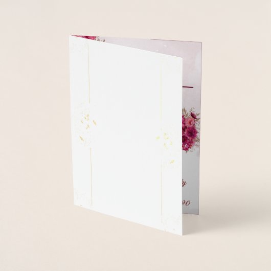 Burgundy Pink Elegant Wedding Folie Kaarten (Voorkant)