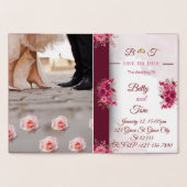 Burgundy Pink Elegant Wedding Folie Kaarten (Binnen)
