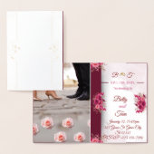 Burgundy Pink Elegant Wedding Folie Kaarten (Display)
