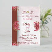 Burgundy Pink Elegant Wedding Folie Uitnodiging (Staand Voorkant)