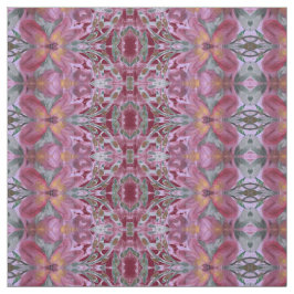Burgundy Pink en Green Floral Designed Fabric Stof