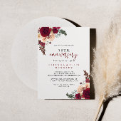 Burgundy Pink Floral 50th Wedding Jubileum Kaart