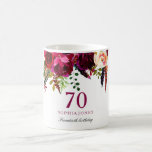 Burgundy Pink Floral 70th Birthday Guest Gift Koffiemok<br><div class="desc">Burgundy Pink Floral 70th Birthday Guest Gift</div>