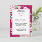 Burgundy Pink Floral Baby Shower-uitvindingen Kaart (Staand voorkant)