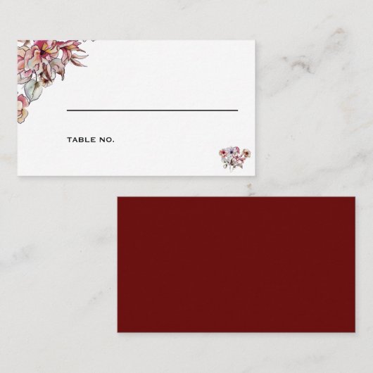 Burgundy Pink Floral Bouquet Wedding Plaatskaartje (Voorkant / Achterkant)