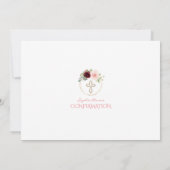 Burgundy Pink Floral Cross Girl Fotobevestiging Kaart (Achterkant)