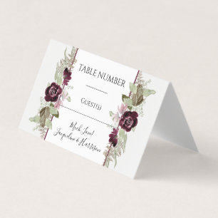 Burgundy Pink Floral Elegant Foliage Plaatskaarten Visitekaartje