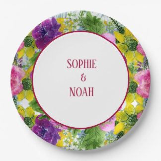 Burgundy Pink Floral Garland hercheduled Wedding Papieren Bordje