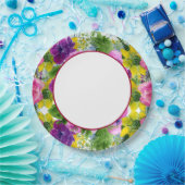 Burgundy Pink Floral Garland hercheduled Wedding Papieren Bordje (Feest)