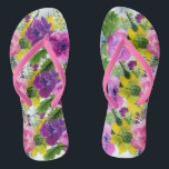 Burgundy Pink Floral Garland hercheduled Wedding Teenslippers<br><div class="desc">Mooie elegante lila roze waterverf florale</div>