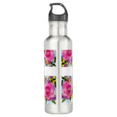 Burgundy Pink Floral Garland Wedding Waterfles (Achterkant)