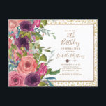 Burgundy Pink Floral Gold Glitter 70th Birthday Uitnodiging Briefkaart<br><div class="desc">70ste verjaardagsfeestdag met prachtige boho-stijl bogundy en roze waterverf floral op een witte achtergrond met gouden glitter. Neem contact met ons op voor hulp bij aanpassingen of voor het aanvragen van overeenkomende of coördinerende producten.</div>