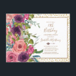 Burgundy Pink Floral Gold Glitter 70th Birthday Uitnodiging Briefkaart<br><div class="desc">70ste verjaardagsfeestdag met prachtige boho-stijl bogundy en roze waterverf floral op een witte achtergrond met gouden glitter. Neem contact met ons op voor hulp bij aanpassingen of voor het aanvragen van overeenkomende of coördinerende producten.</div>