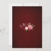 Burgundy Pink Floral Gold Lijst Kaart (Achterkant)