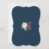 Burgundy Pink Floral Gold Navy Blue Weddenschap Kaart (Achterkant)