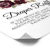 Burgundy Pink Floral Pumpkin Diaper Raffle Sign Poster (Hoek)