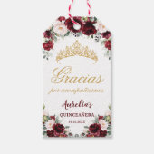 Burgundy Pink Floral Quinceanera Favor Cadeaulabel (Voorkant)