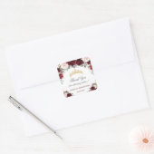 Burgundy Pink Floral Quinceanera Favor Vierkante Sticker (Envelop)