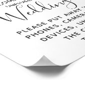 Burgundy Pink Floral Unplugged Wedding Table Sign Poster (Hoek)