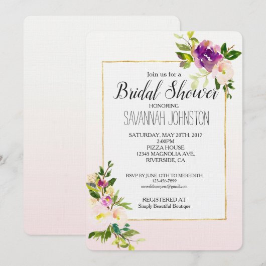 Burgundy Pink Floral Vrijgezellenfeest Kaart (Voorkant / Achterkant)