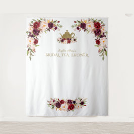 Burgundy Pink Floral Vrijgezellenfeest Tea Photo B Wandkleed