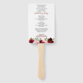Burgundy Pink Floral Wedding Programme Hand Fan Handwaaier (Achterkant)