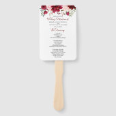 Burgundy Pink Floral Wedding Programme Hand Fan Handwaaier (Voorkant)