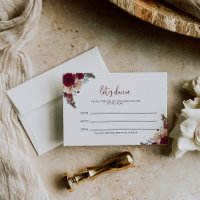 Burgundy Pink Floral Wedding Song-aanvraagkaart