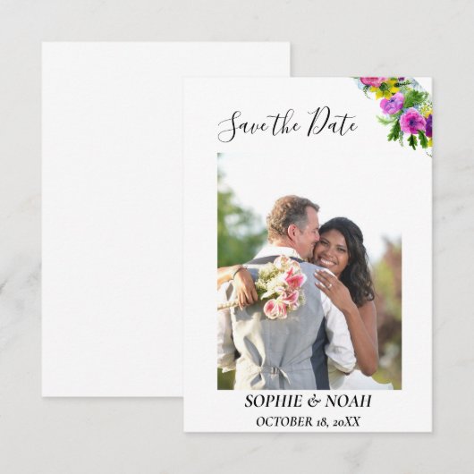 Burgundy Pink Floral Wreatfoto Save the Date (Voorkant / Achterkant)