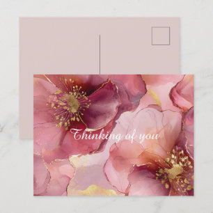 Burgundy Pink Flowers Briefkaart