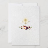 Burgundy Pink Flowers Gold First Heilige Communie Kaart (Achterkant)
