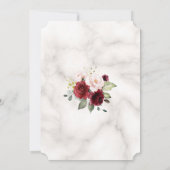 Burgundy Pink Flowers Gold Marble 50th Birthday Kaart (Achterkant)