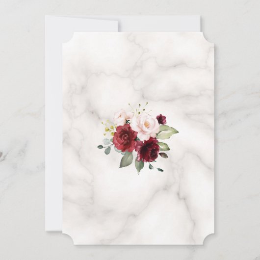 Burgundy Pink Flowers Gold Marble 50th Birthday Kaart (Achterkant)