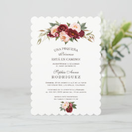 Burgundy Pink Flowers Invitación de Baby shower Kaart
