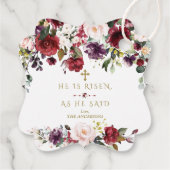 Burgundy Pink Flowers is een goudpaasconditie Bedankjes Labels (Achterkant)