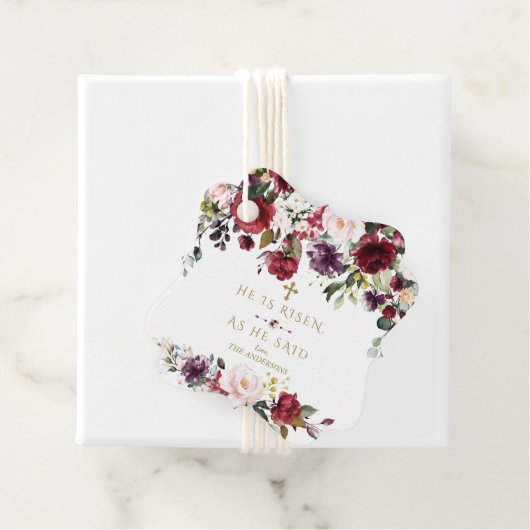 Burgundy Pink Flowers is een goudpaasconditie Bedankjes Labels (In situ)