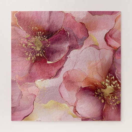 Burgundy Pink Flowers Legpuzzel (Verticaal)