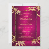 Burgundy Pink Golden Bamboo Birthday Party Kaart (Achterkant)
