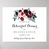 Burgundy Pink Horizontal Rehearsal Dinner Welcome Poster (Voorkant)