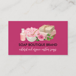 Burgundy Pink Illustration Handmade Craft Soap Visitekaartje