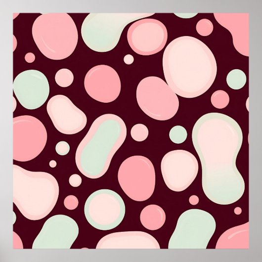 Burgundy Pink Mint Organic Blob Pattern Abstract Poster (Voorkant)