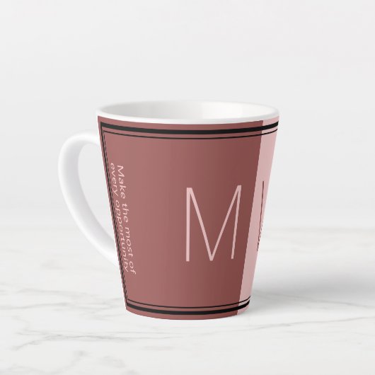 Burgundy Pink | Modern | MOTIVATIE | MONOGRAM Latte Mok (Linkerhoek)