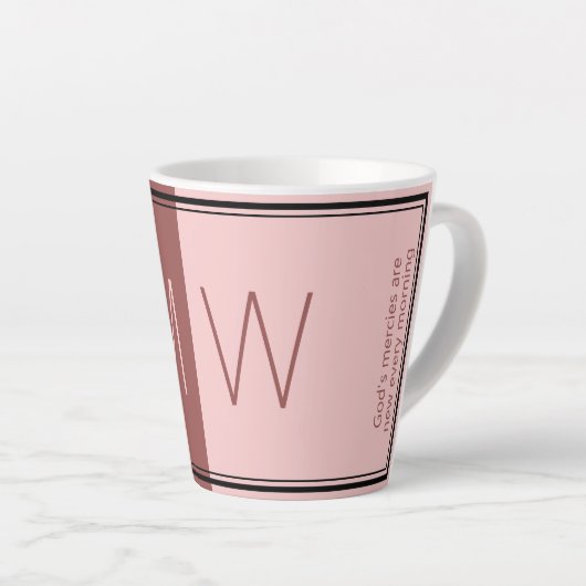 Burgundy Pink | Modern | MOTIVATIE | MONOGRAM Latte Mok (Rechterhoek)