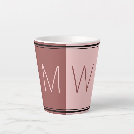 Burgundy Pink | Modern | MOTIVATIE | MONOGRAM Latte Mok (Voorkant)