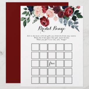 Burgundy Pink Navy Floral Bingo Game